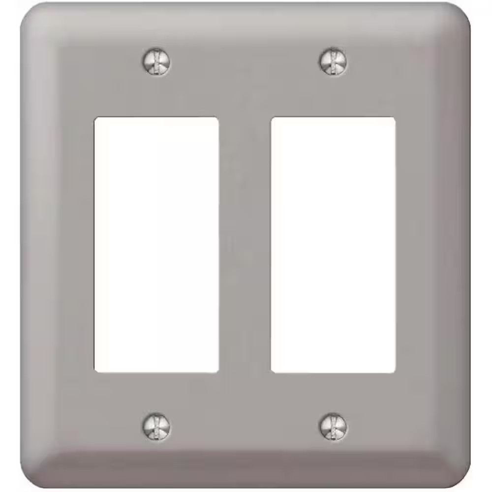 Declan 2-Gang Pewter Rocker Smooth Steel Metal Wall Plate