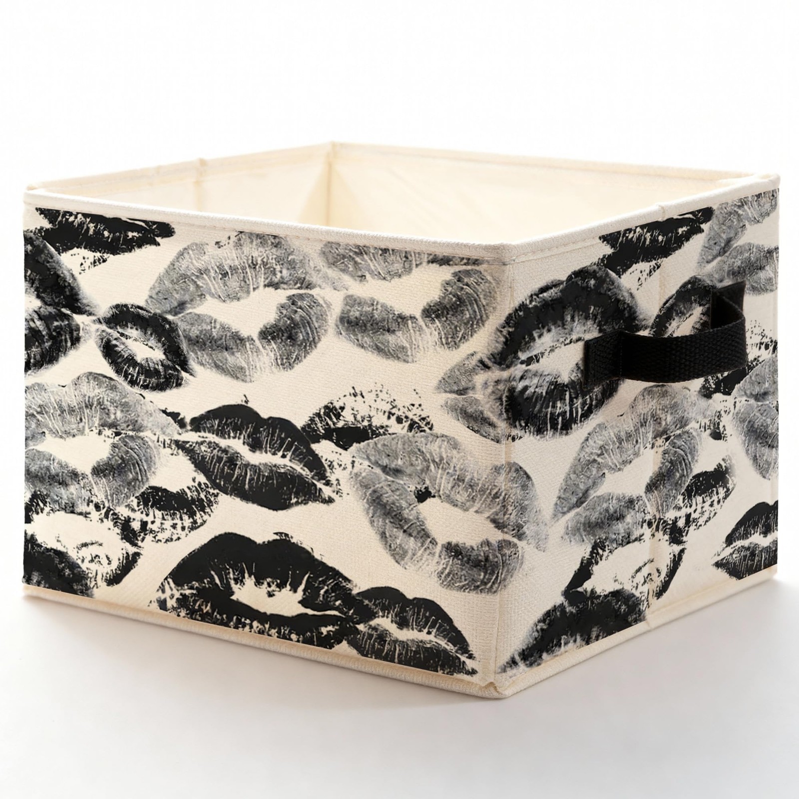 Black and White Kiss Lip Storage Bins , Toybox for Girls, Trendy Girly Lips P...
