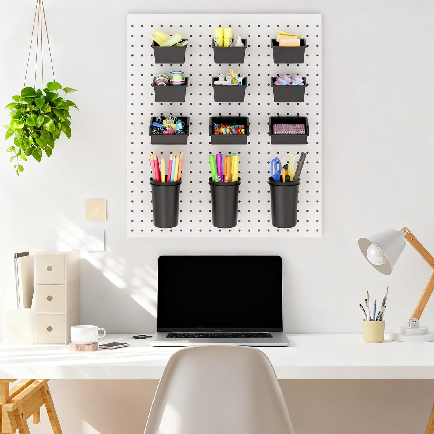 12 Pack Pegboard Bins Cups Hooks Peg Board Organizer Accessories Assortment Kit