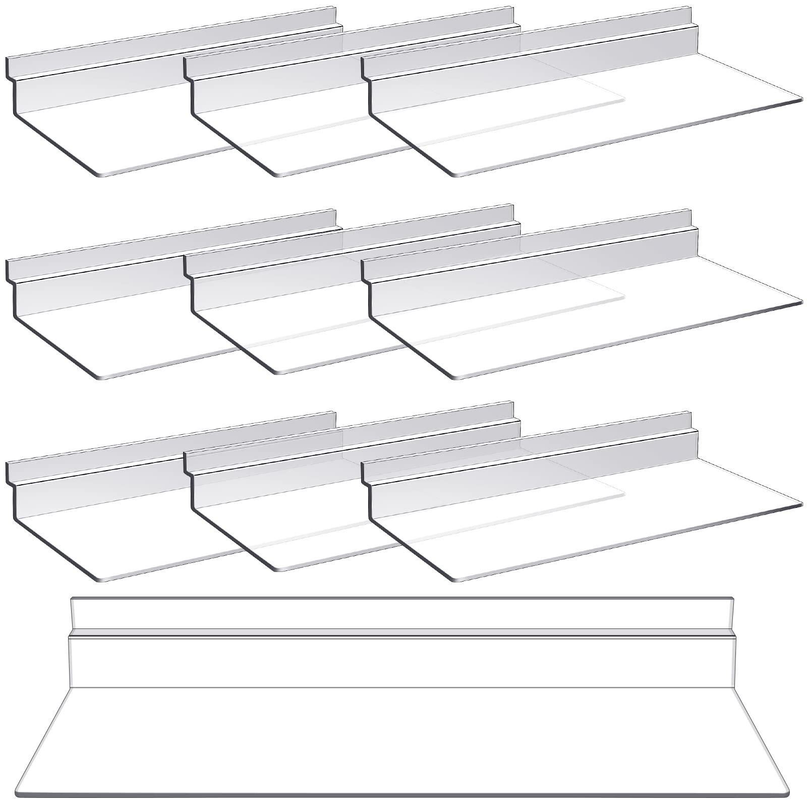 10 Pack 4 x 10 Inch Slatwall Shelves Hanging Clear Slatwall Shelf Plastic She...