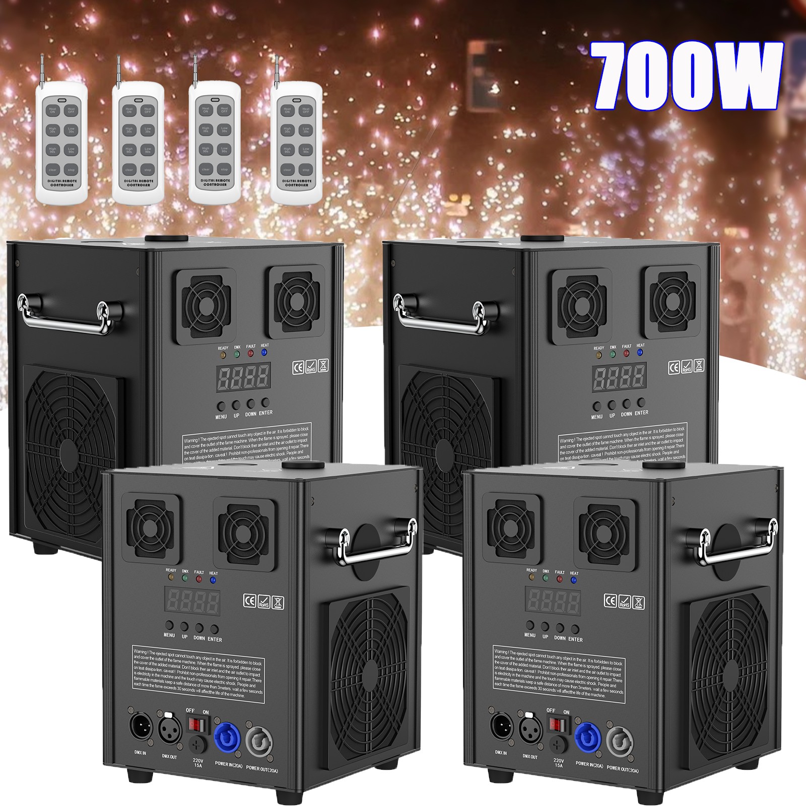 UKING 700W Cold Spark Machine Stage Effect DMX Firework Machine Bar Wedding Show