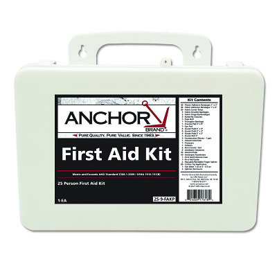 25 Person First Aid Kit, ANSI 2009, Plastic Case ORS Nasco Anchor Brand