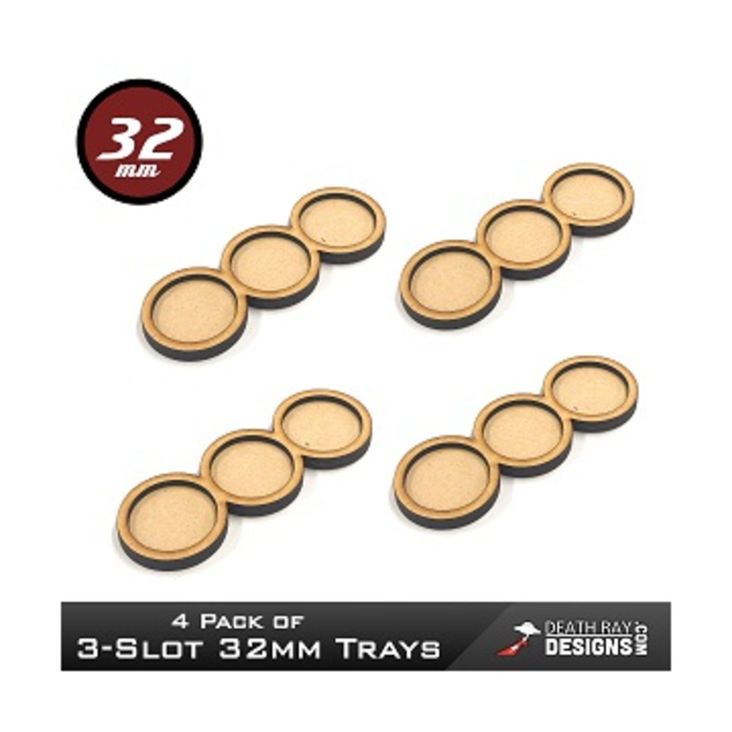 Death Ray Designs Battle Tray 3-Slot 32mm Rank Movement Trays New