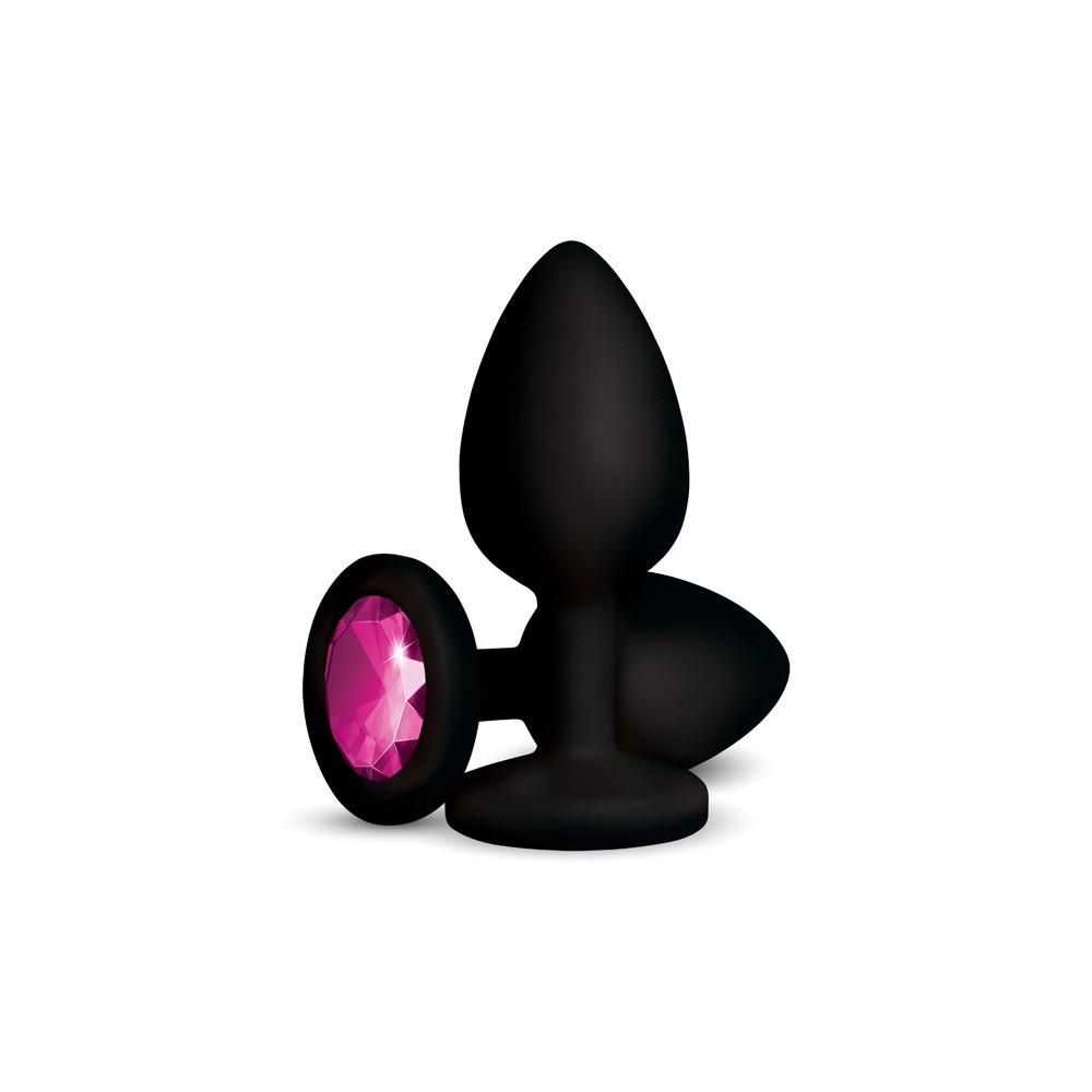 Gemma Pink Gem Black Silicone Plug - Large
