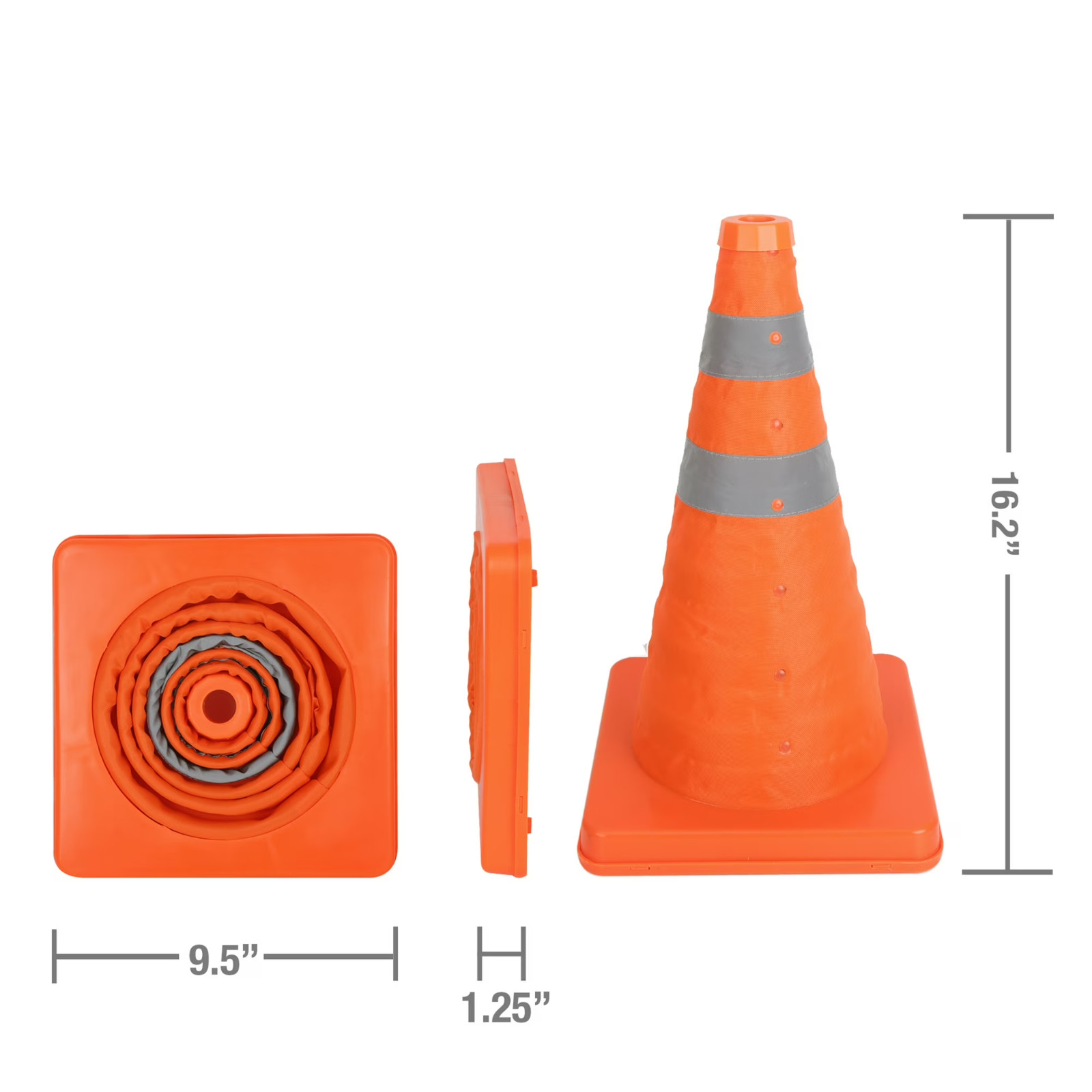 Collapsible Reflective Emergency Safety Cone, Traffic Cone, 3 Pack, Plastic