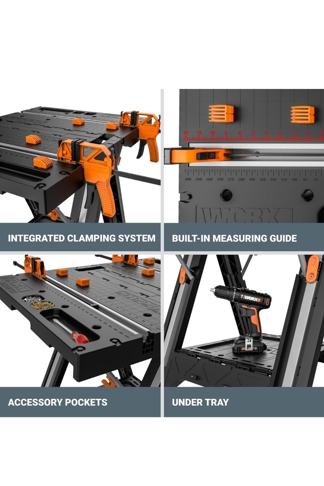 Pegasus 2-in-1 Folding Work Table & Sawhorse, Easy Setup Portable Workbench, 31"