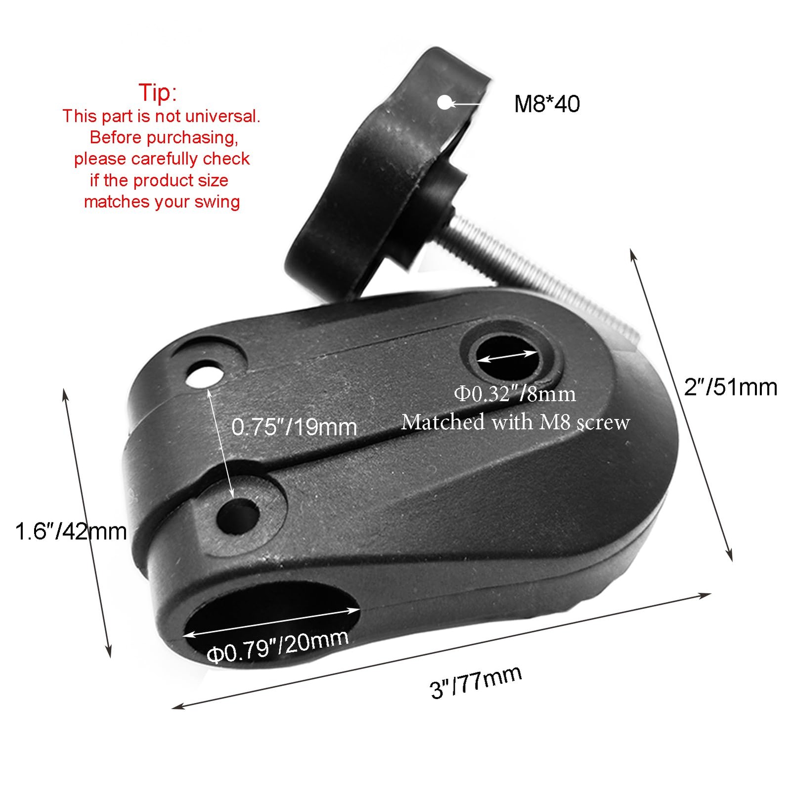 Timyrimy Garden Swing Plastic Fittings for RUS4180-2002 Swing, 2" Gear Black