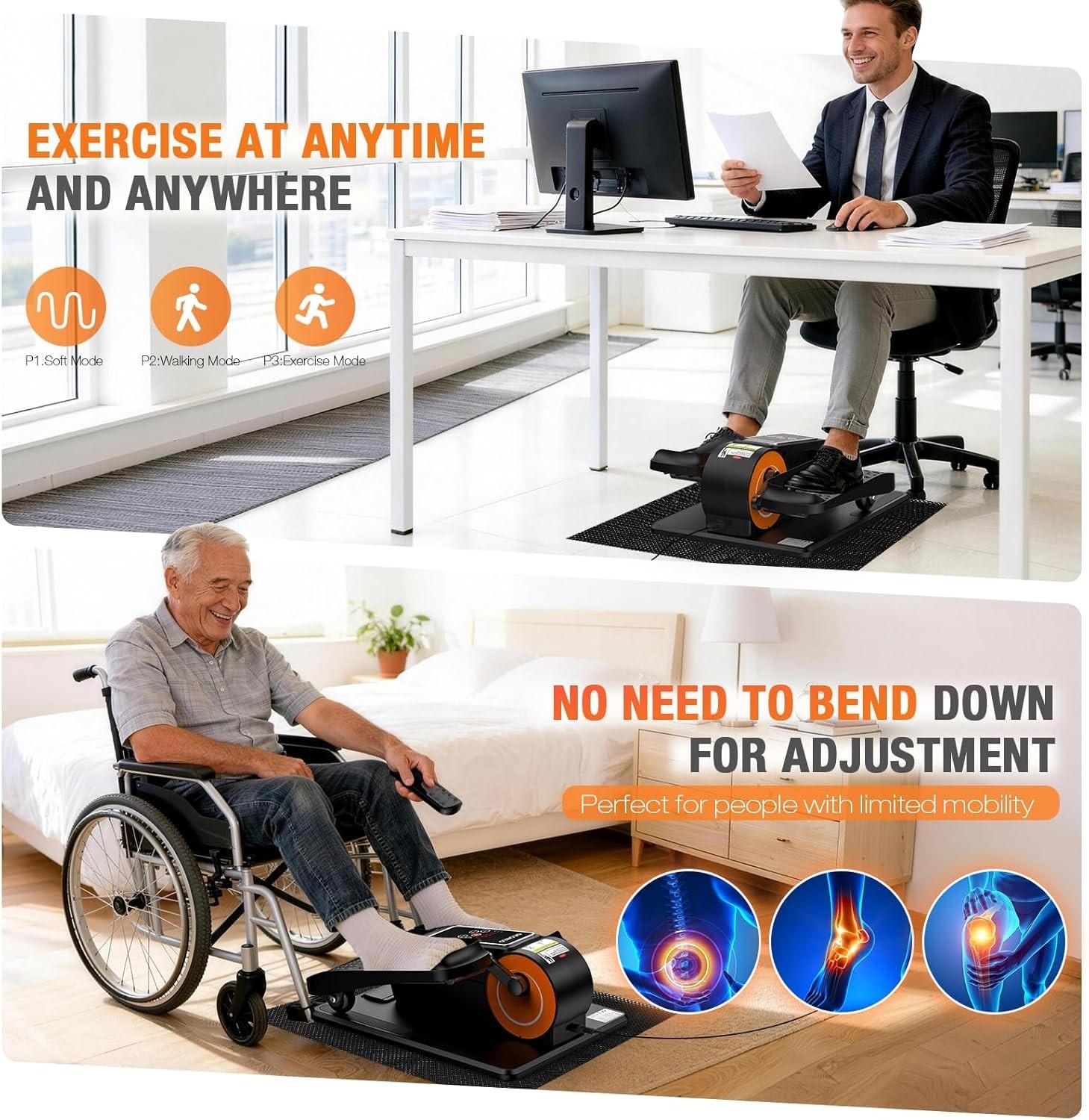 Compact Under Desk Elliptical with 12 Adjustable Speeds & Lightweight Design