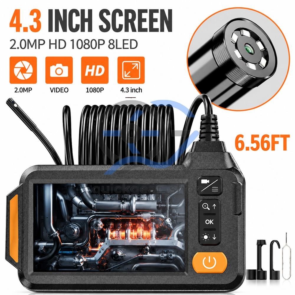 Endoscope Inspection Camera,1080P HD Endoscope,4.3" IPS Screen,8+1 LED Lights 2M