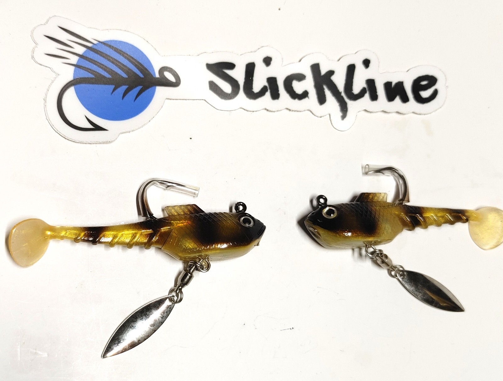 SLICKLINE Soft Swimbait Paddle Tail Shad Spinner- 3/8 oz- 2.75"- 2 pk  10 COLORS