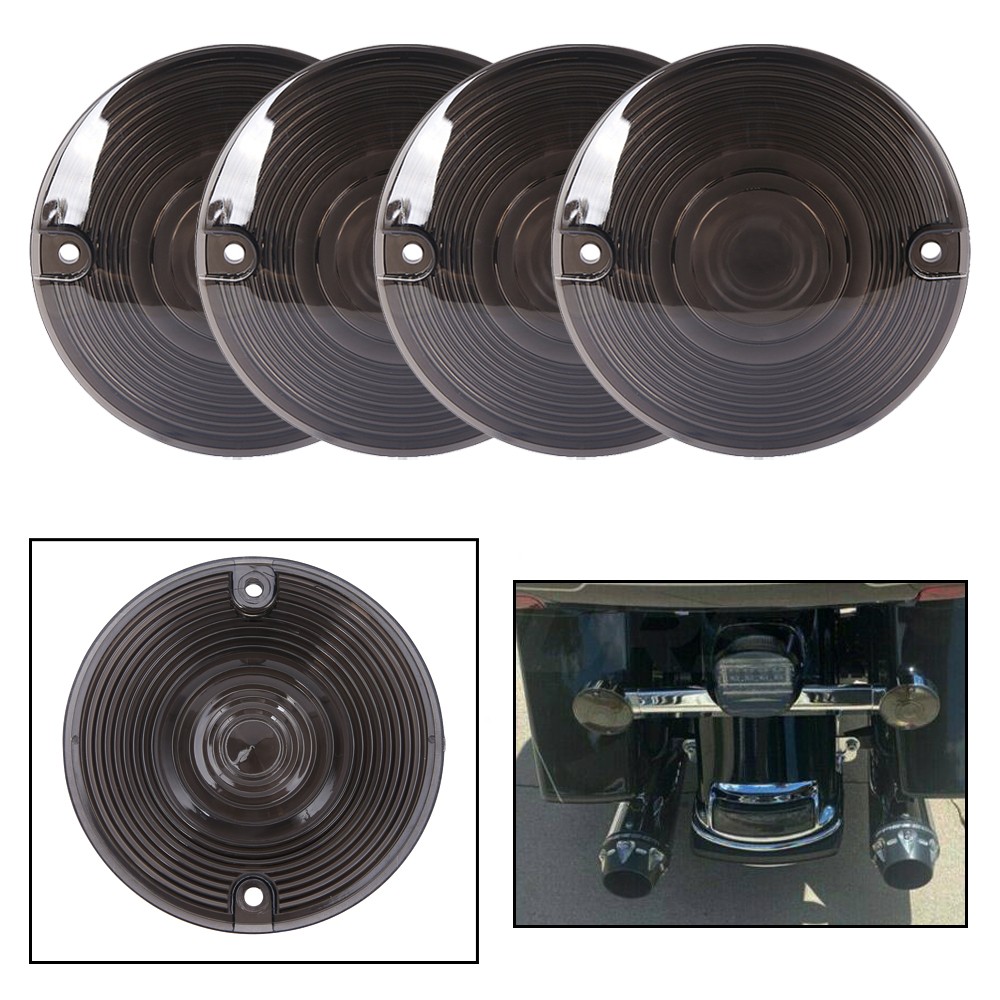 Smoked Turn Signal Light Lens Covers For Harley Touring Road Electra Glide-4PACK