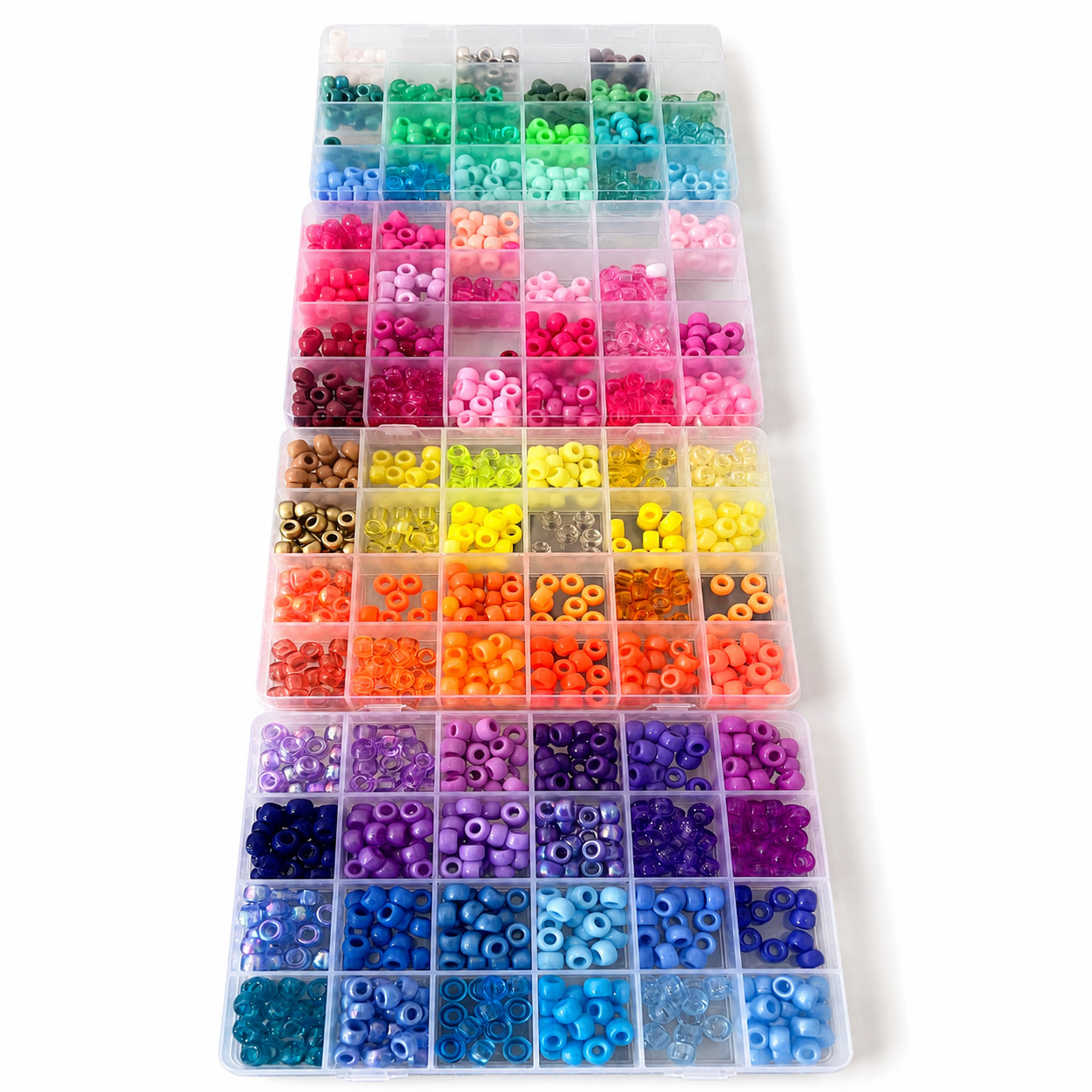 Pony Bead Lot 2000pc Sorted Rainbow 4-Case Organizer Kandi Jewelry Craft