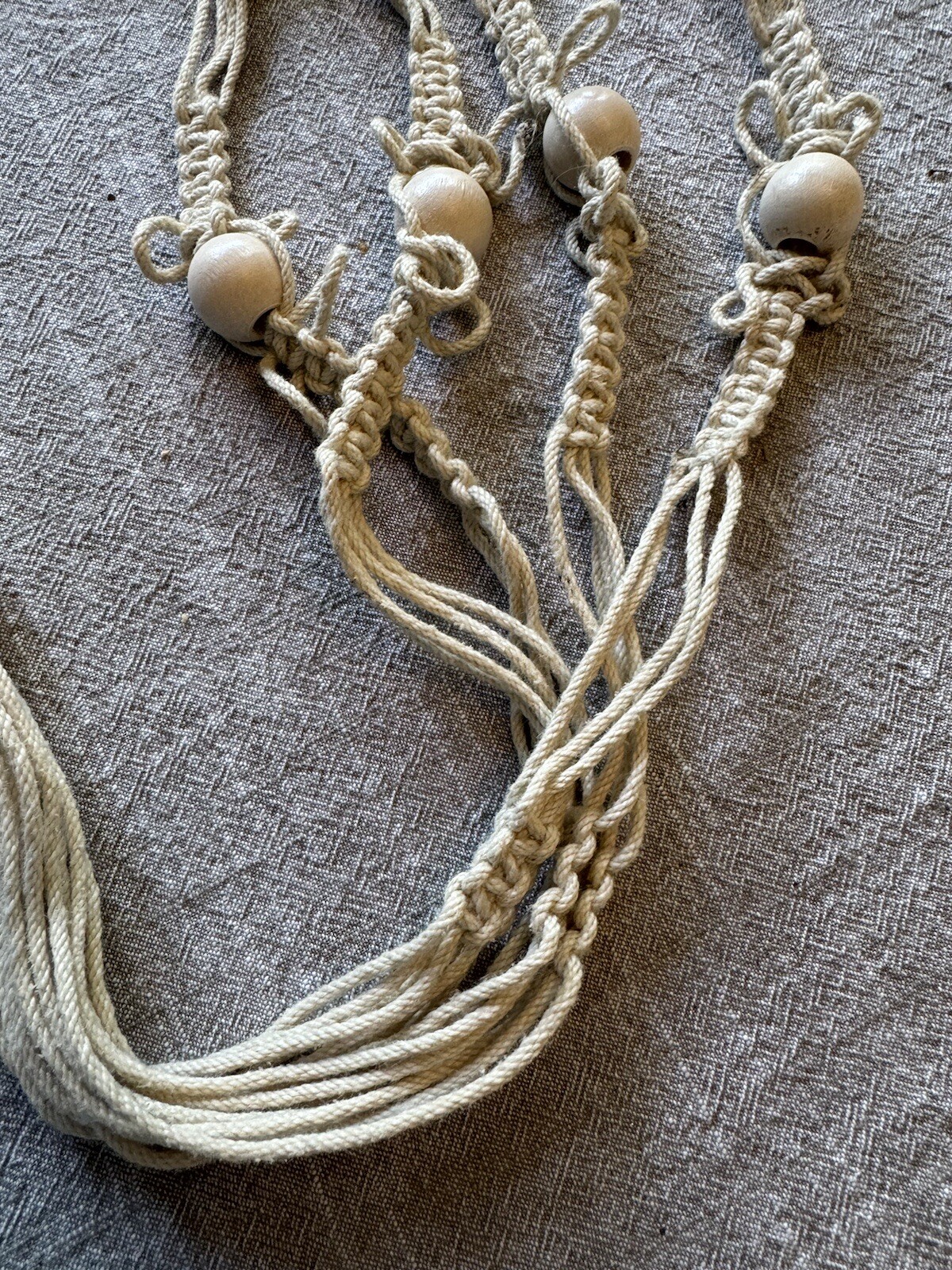 Vintage /BOHO Braided Beige Macrame Plant Holder 60”