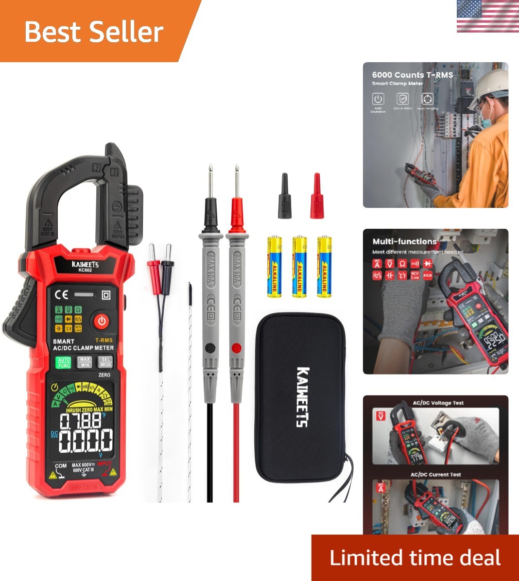 Professional Clamp Meter for Electrical Measurements with  Included