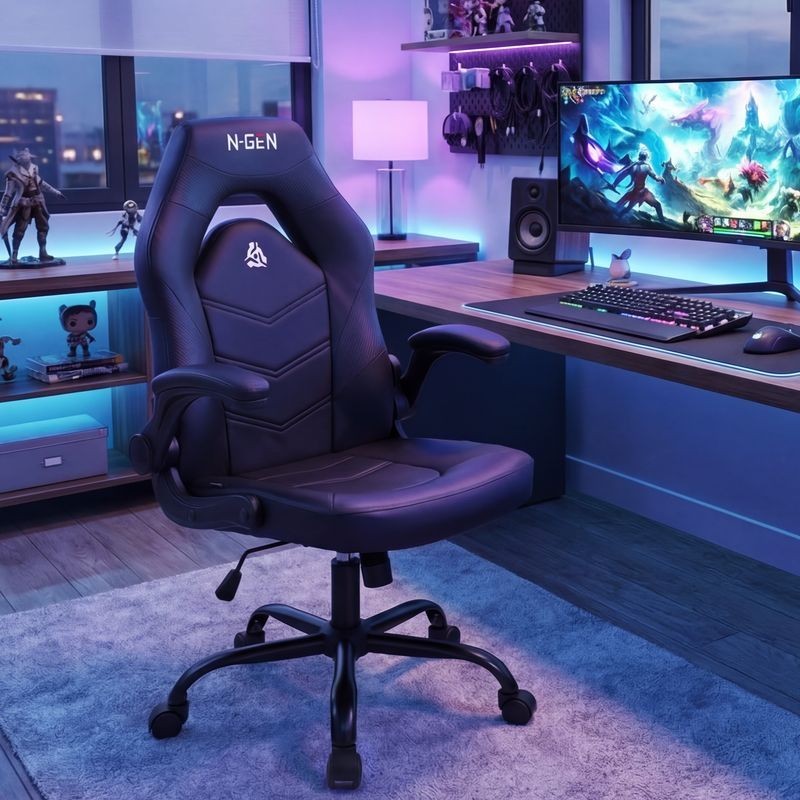 N-GEN Video Gaming Chair Ergonomic Computer Desk Office Chair w/ Lumbar Support