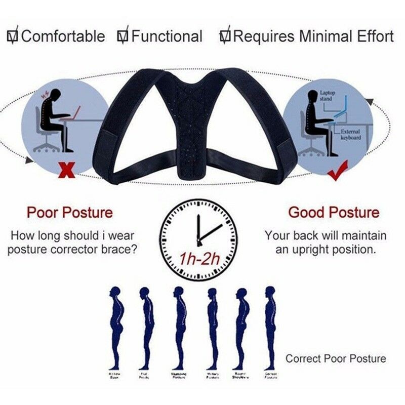 Back Brace Posture Corrector Women Men Shoulder Straightener Adjustable Support
