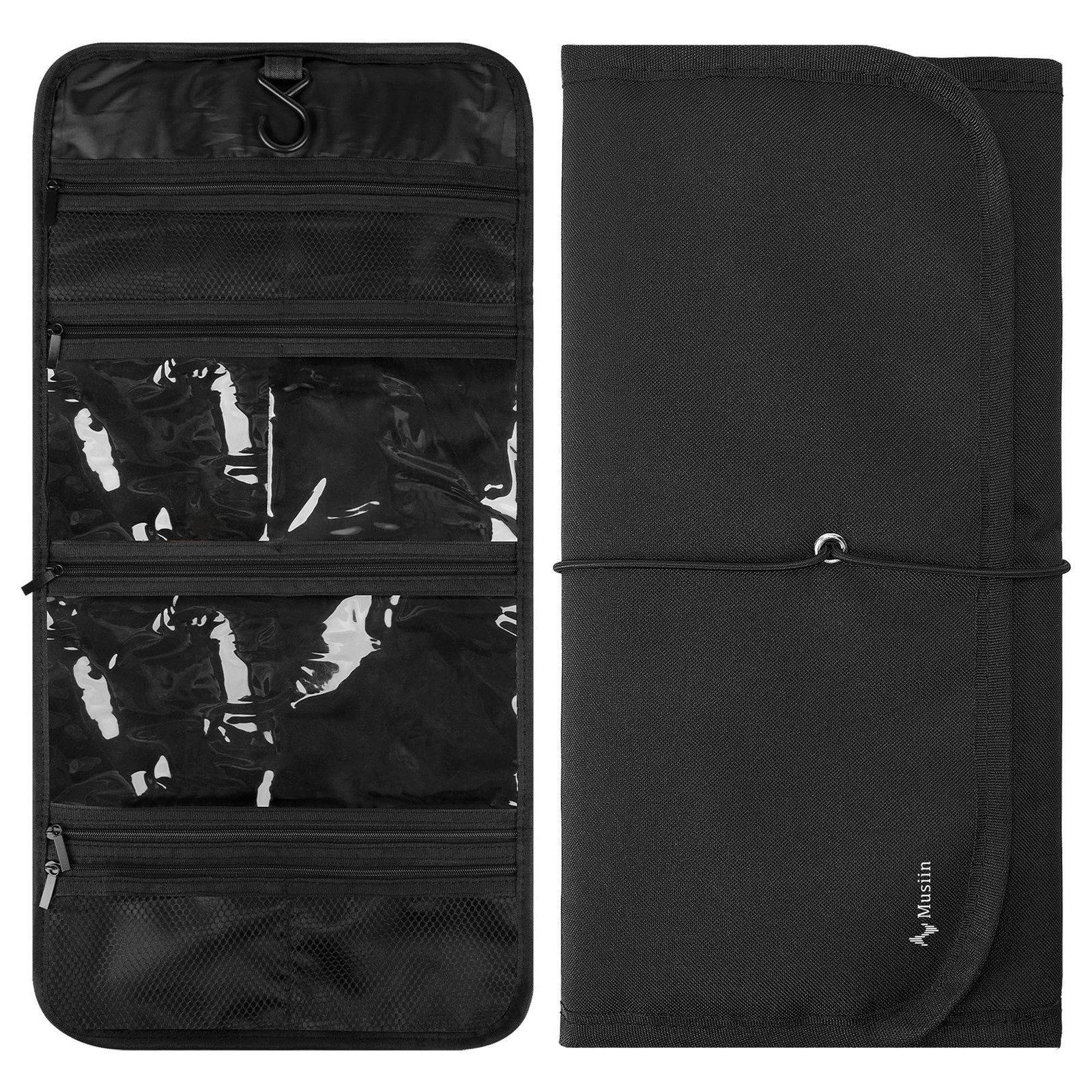 Musiin Guitar Accessory Organizer Bag, Foldable Easy Access Black, Black