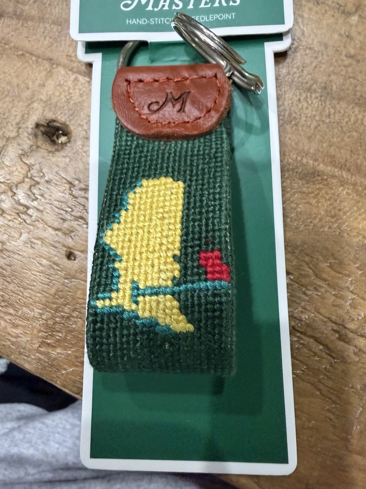 2026 Masters Needlepoint Key Chain Key Fob Masters Augusta Logo on Green NEW
