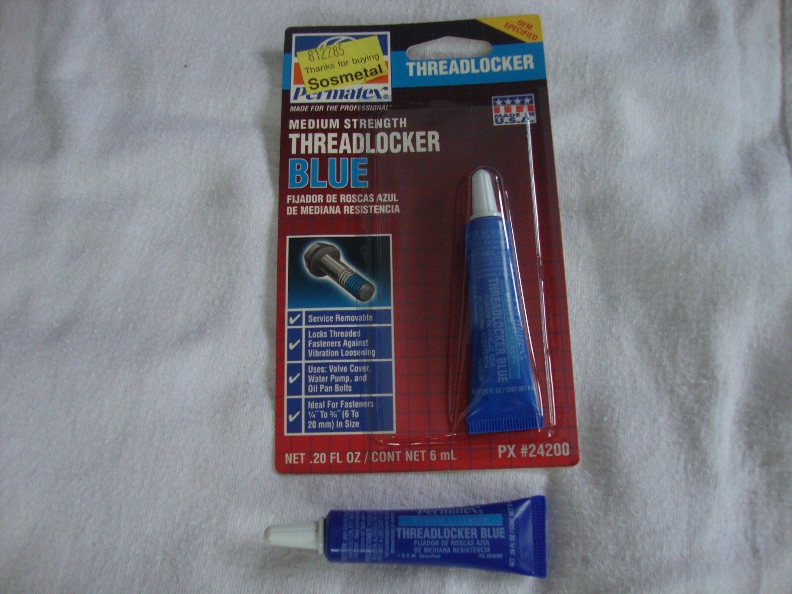 PERMATEX BLUE MED STRENGTH THREADLOCKER .20 FL OZ #24200 LOT OF 2
