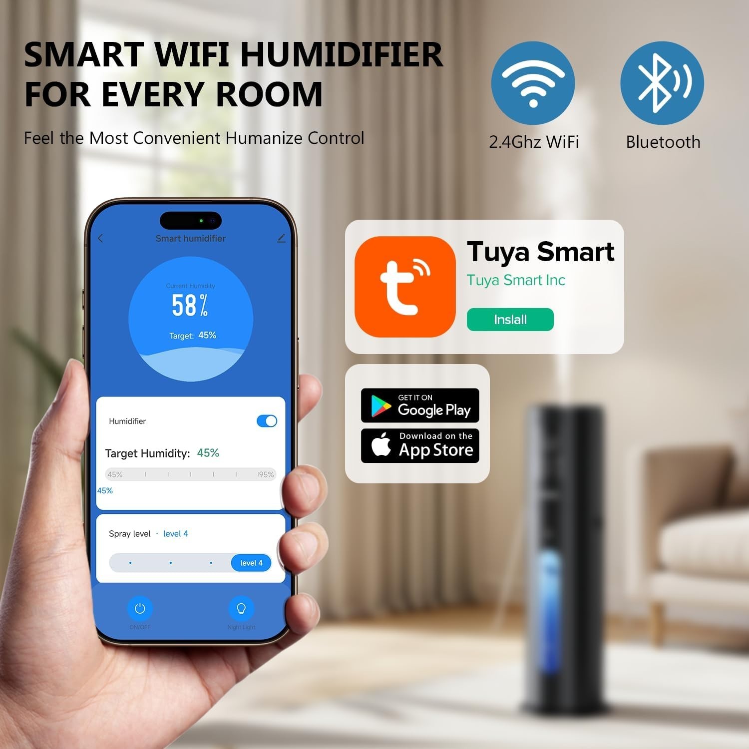 Humidifier Large Room 7L Smart App Remote Control Automatic Modes