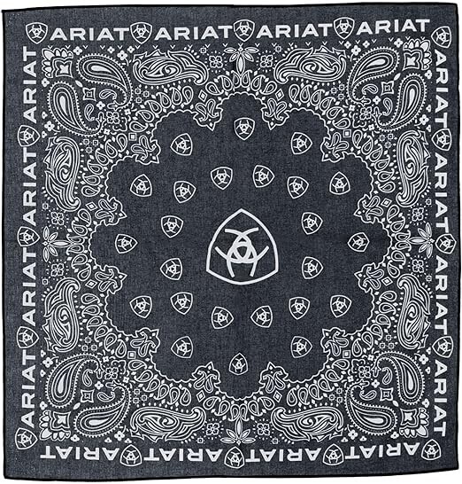 ARIAT Paisley Shield Logo Cotton Bandana,Black