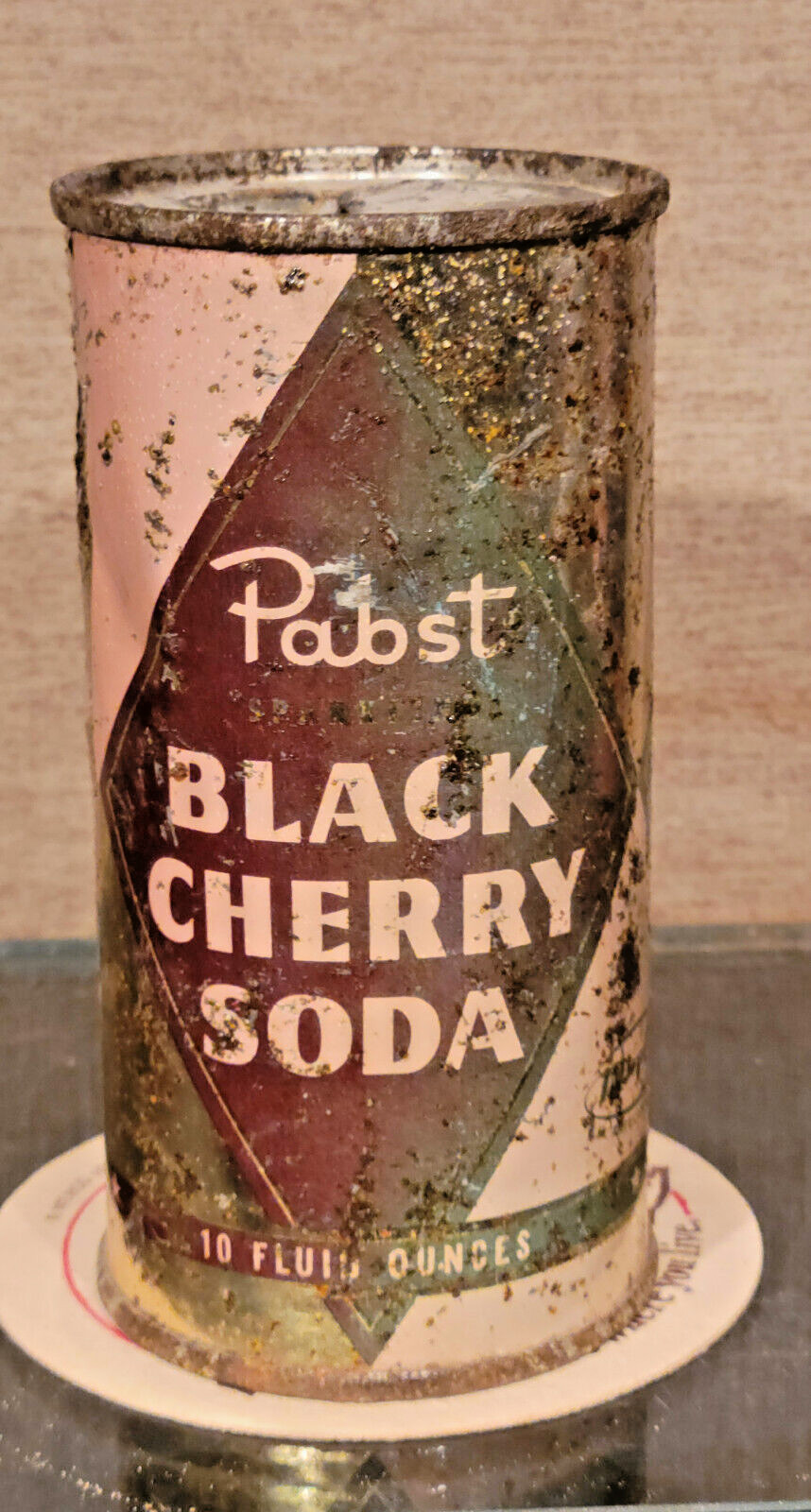 1950S PABST BLACK CHERRY SODA STEEL FLAT TOP  CAN MILWAUKEE WISCONSIN EMPTY
