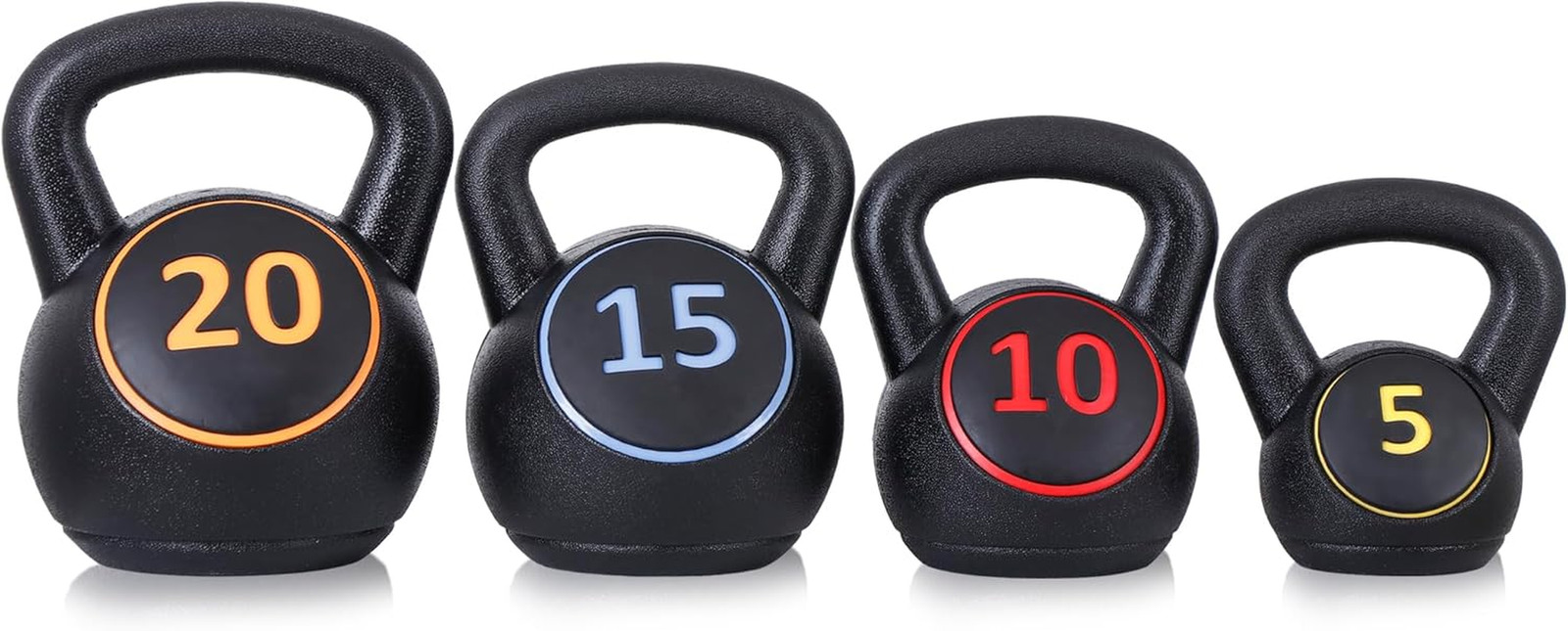 4-Piece Kettlebells Weights Set, Wide Grip Strength Training Soft Kettlebell, Ex