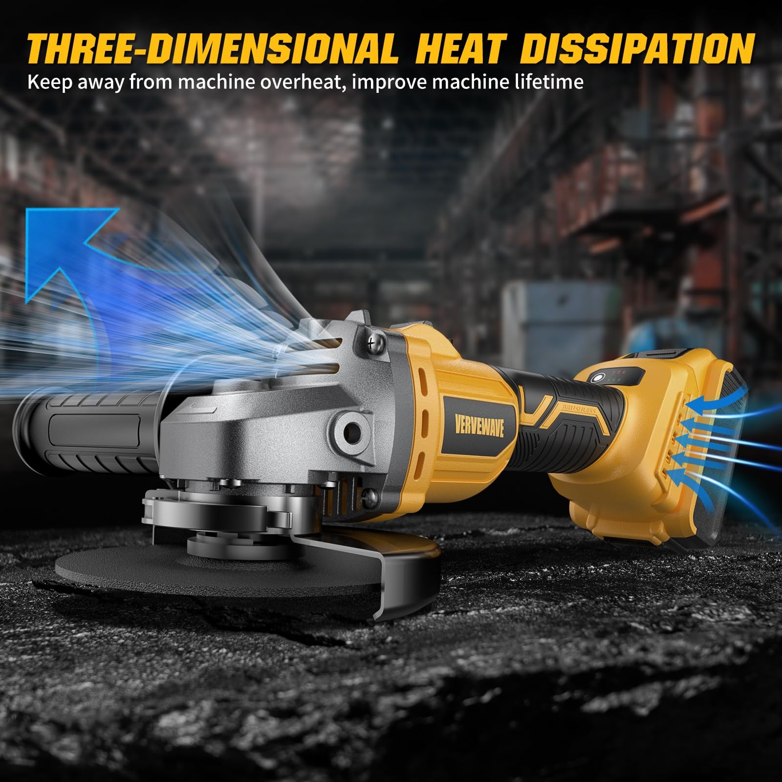 Cordless Angle Grinder 41/2 Inch Brushless Variable Speed Tool Only