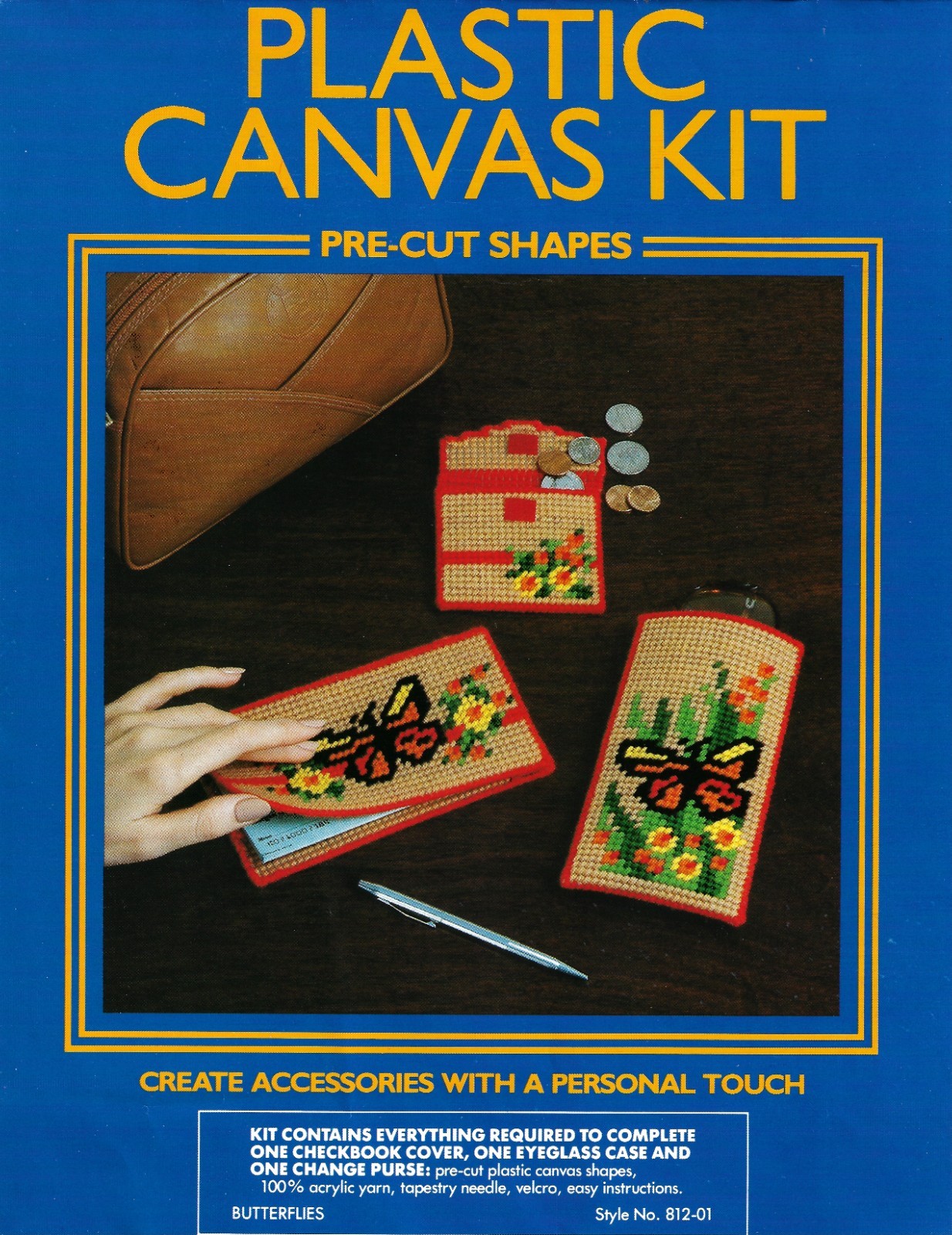 BUTTERFLIES CHECKBOOK SET  plastic canvas 7ct  PATTERN   (#TF0128)