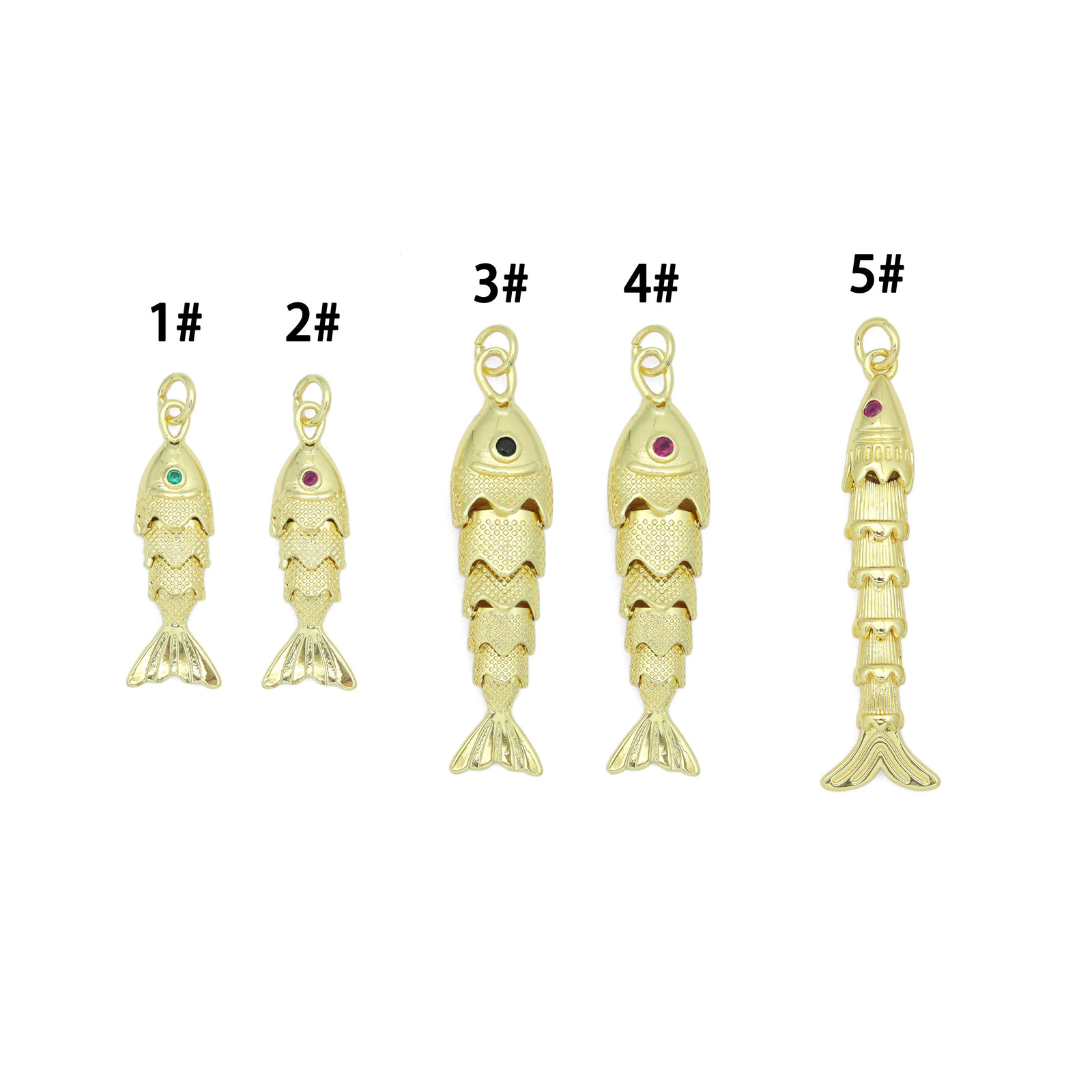 3D Vintage Style Movable Wiggling Fish charm, Sku#FH248