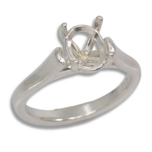 Oval Basket Head Solitaire Cathedral Pre-notched Ring Mounting