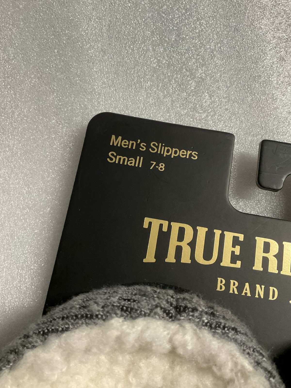 Men’s True Religion Grey Black Slippers Size S (7-8)