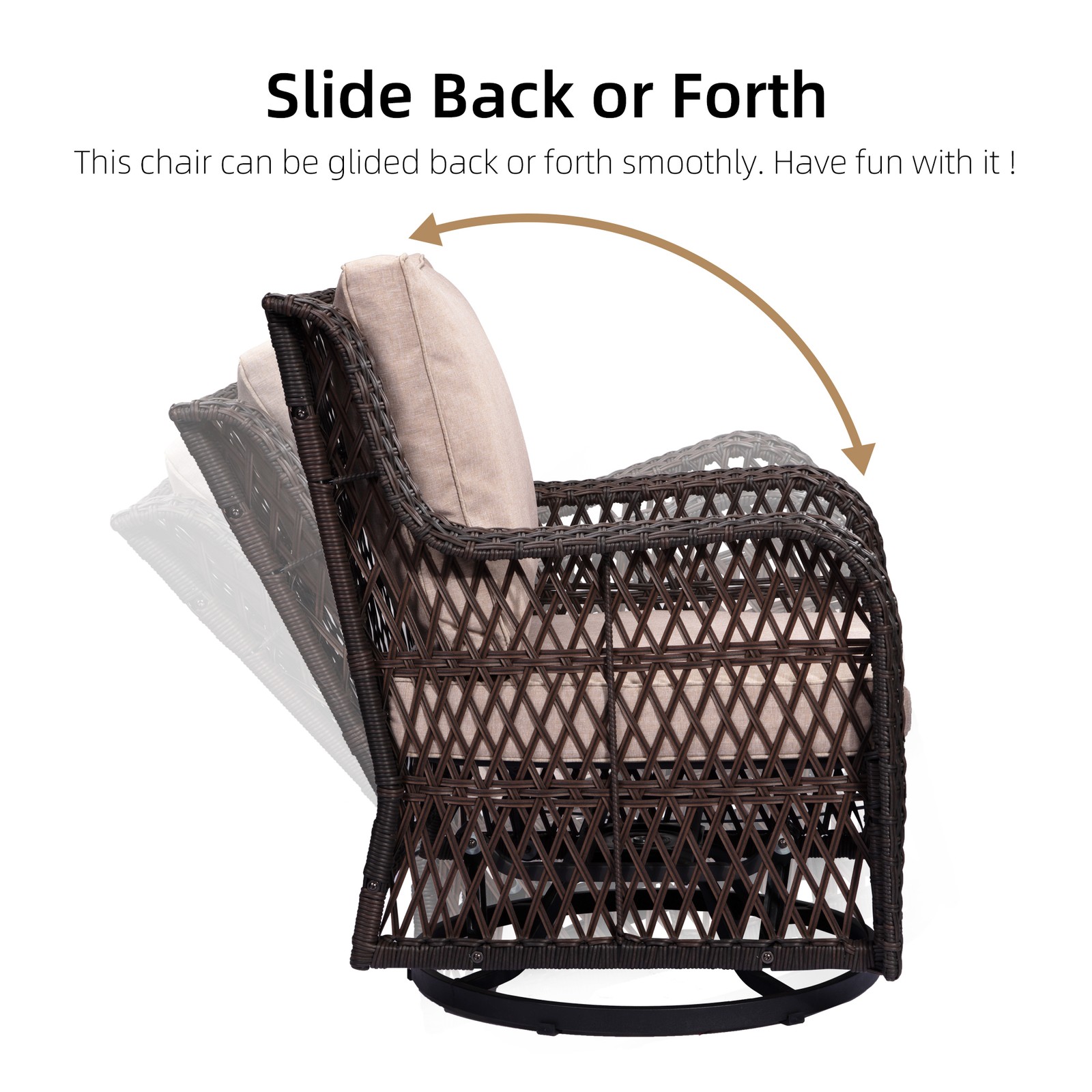 3Pcs Patio Furniture Set, Outdoor Swivel Wicker Chairs, with Rattan Side Table