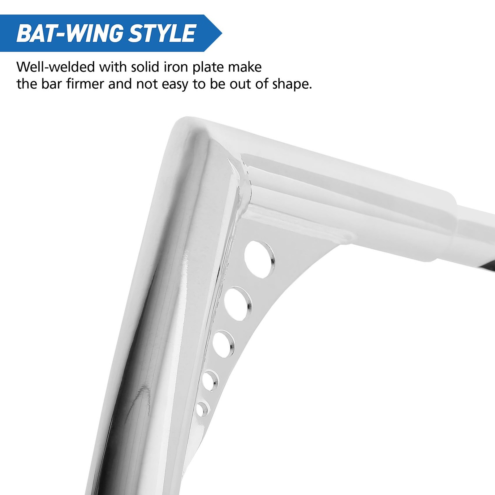 Chrome 14" Rise Batwing APE Handlebar 1-1/4" Hangers