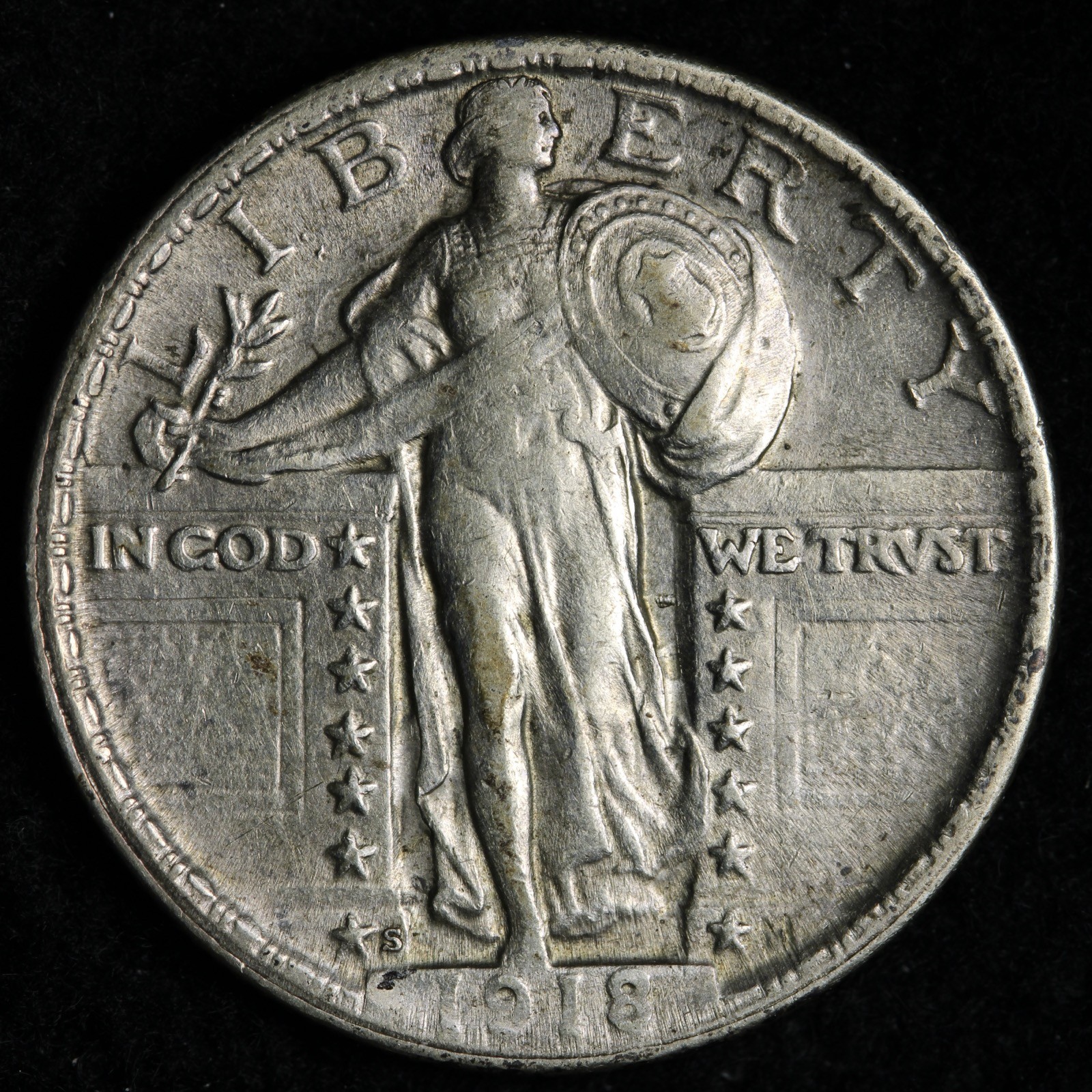 1918-S Standing Liberty Silver Quarter AU+ E284 GYCEZ