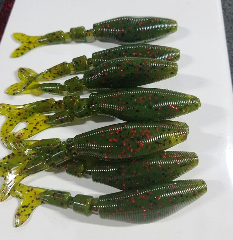 CHATTERBAIT, BLADED JIG,SWIM JIG, TRAILER-4' WATERMELON/RED FLK 10 PAC GARLIC