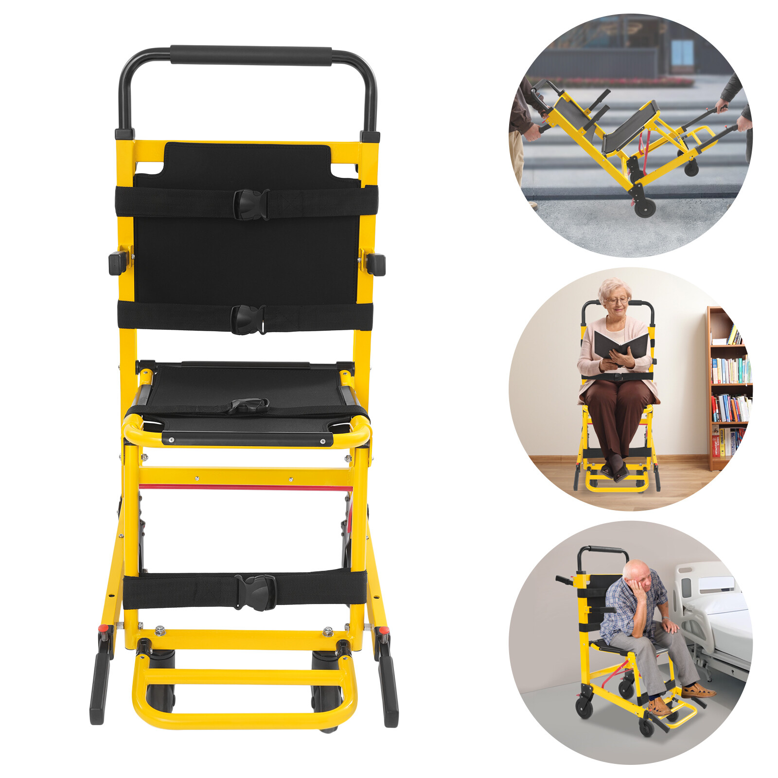 Folding 4-Wheel Evacuation Chair EMS Medical Emergency Patient Transfer Chair US