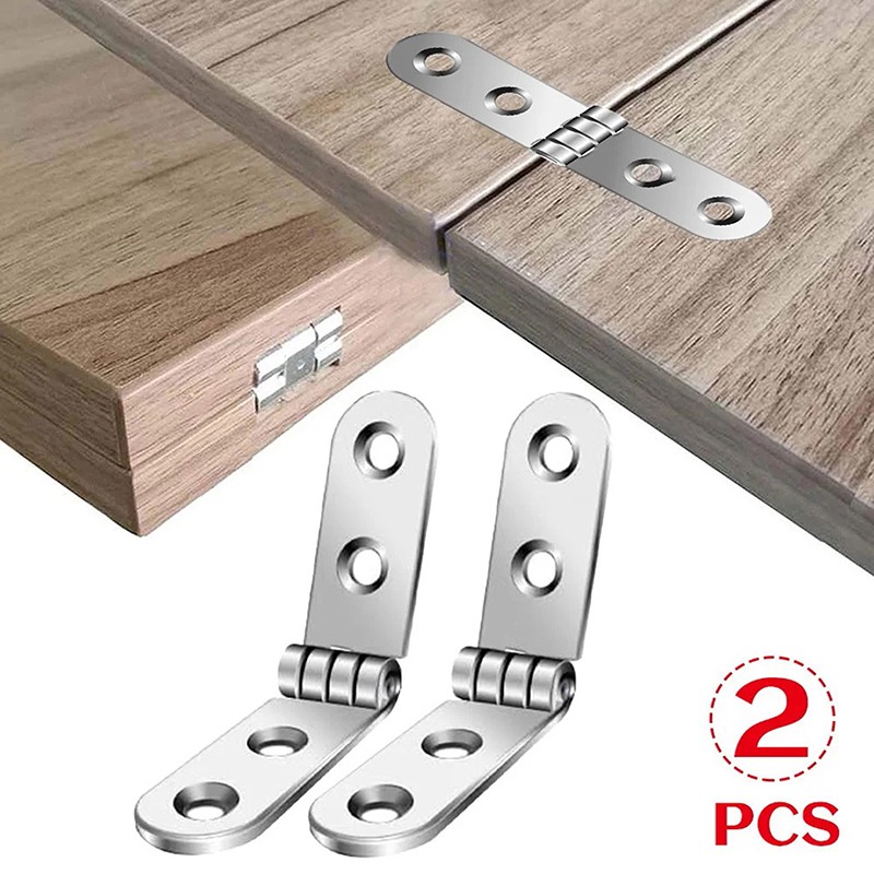 2Pcs 180 Degree Foldable Rounded Corner Hinge Flap Screw-On Hinges Hardware