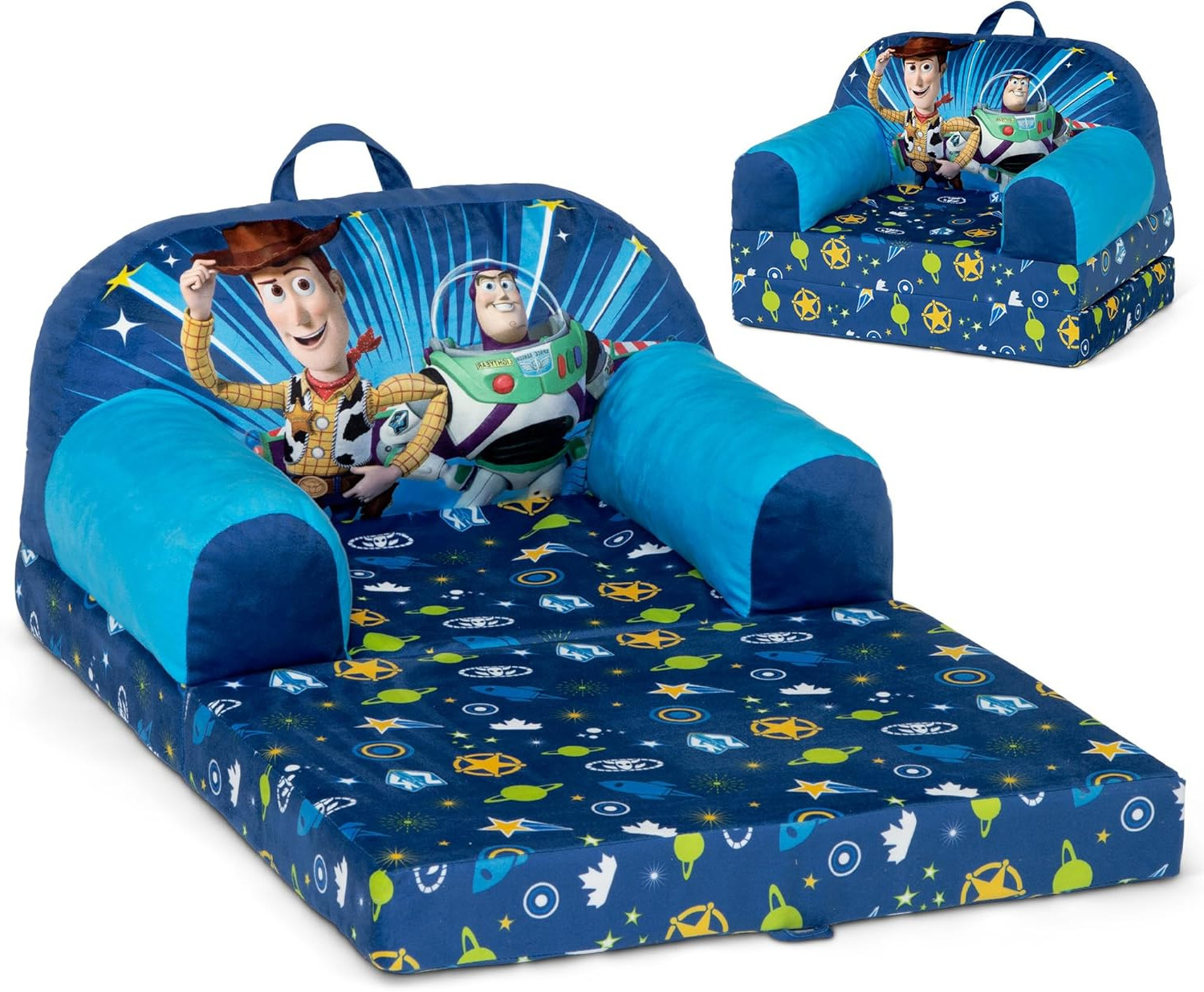 Toy Story Cozee Buddy Flip-Out Chair by Delta Children Blue for Reading Playing