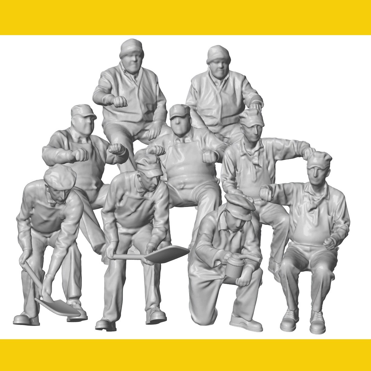 ENGINEER & FIREMAN   Resin Print 1/48 O On30 On3 Lionel SET OF 9