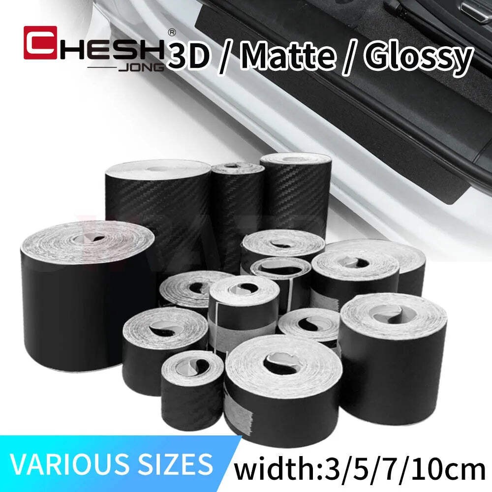 3D Carbon Fiber Car Sticker Paste Protector Glossy Black Vinyl Wrap Film Car Wra