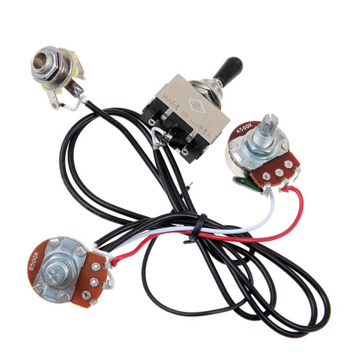 Electric Guitar Wiring Harness Prewired Two Pickup 500K Pots 3-Way Toggle Switch
