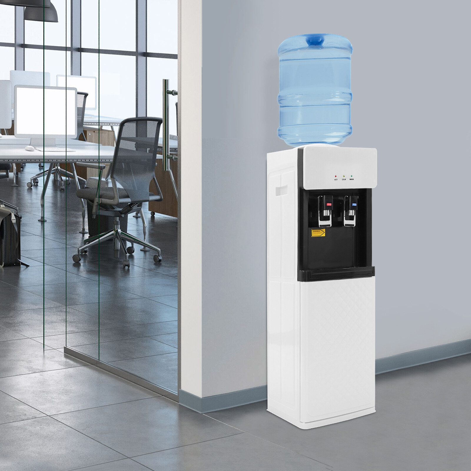 Hot & Cold Water Dispenser Standing 53.6℉ & 185-203℉ Top Loading Heater Cooler