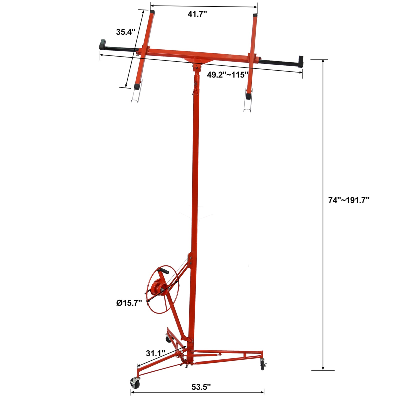 16FT Drywall Lifter Panel Hoist Jack Rolling Caster Construction Lockable 150lbs