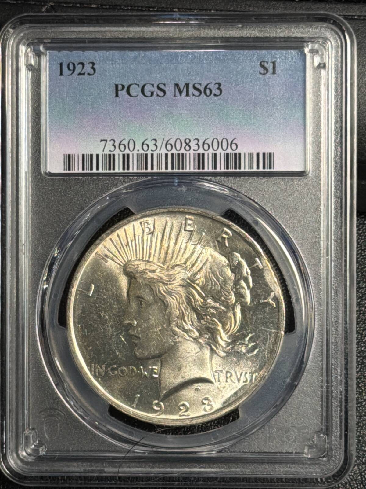 1923 Peace Silver Dollar PCGS MS-63 MINT ERROR RIM CLIP