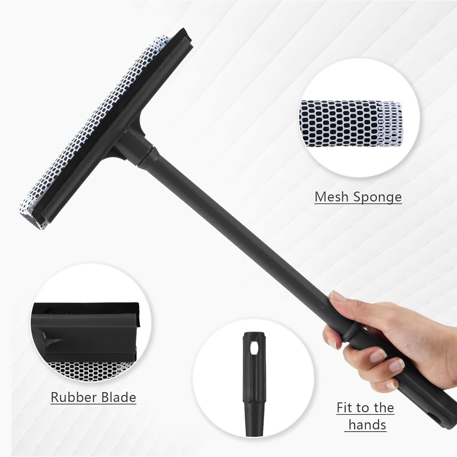 15.9" Plastic Handle Window Squeegee for Home, 2-in-1 Auto Window Cleaner with