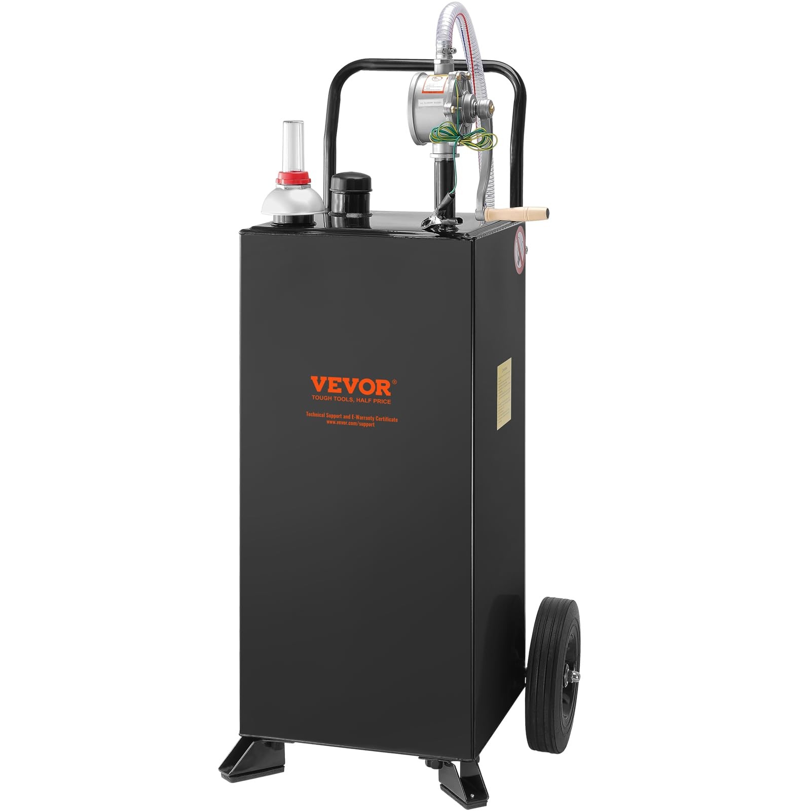 30 Gallon Black Gas Caddy Portable with Wheels Manual Pump for Cars ATVs Boats