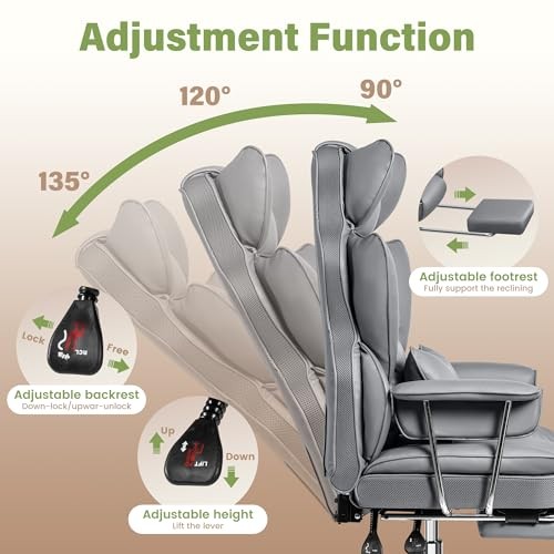 BESTFAIR OFFICE DESK CHAIR BIG AND TALL EXECUTIVE OFFICE CHAIR WITH FOOTREST
