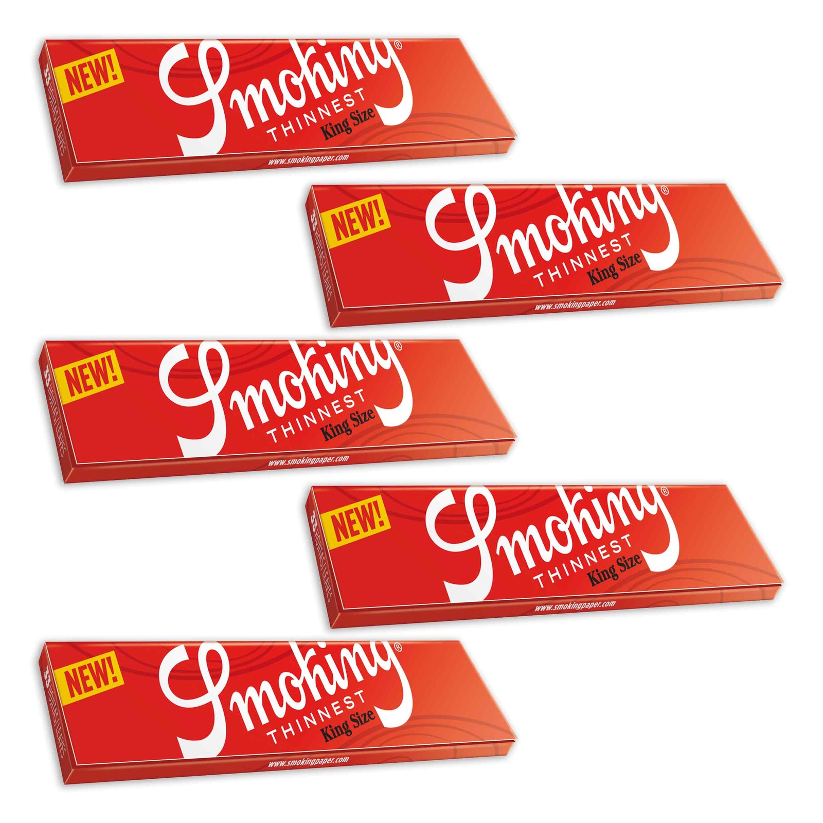 Smoking Thinnest Red Rolling Papers King Size (110mm) - (5 Booklets)