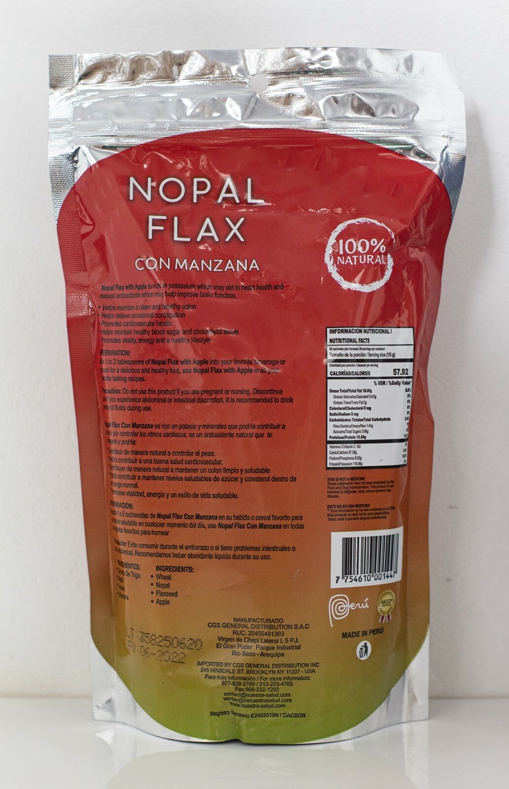 Nopal Flax - with Apple Linaza Plus (1 LB) Colon Cleansing & Constipation